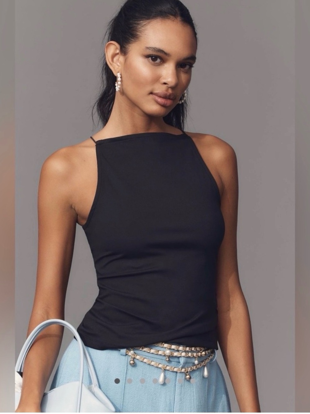 Anthropologie Maeve black square neck Audrey top in XSP #maeve #minimalist